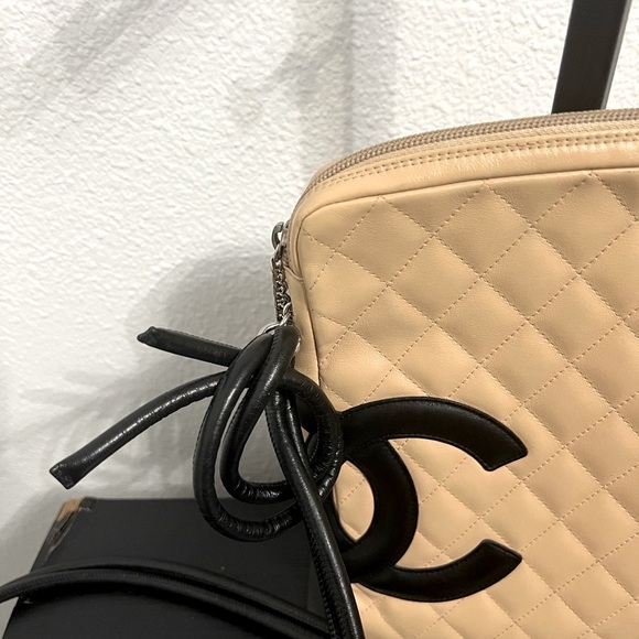 Chanel Cambon Line Pochette Bag Beige Black w/ authentication card - Picture 11 of 14